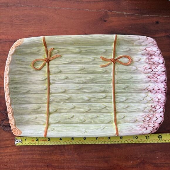 Vintage Majolica Asparagus Platter Serving Tray Olfaire Portugal Ceramic EVC - Picture 2 of 8